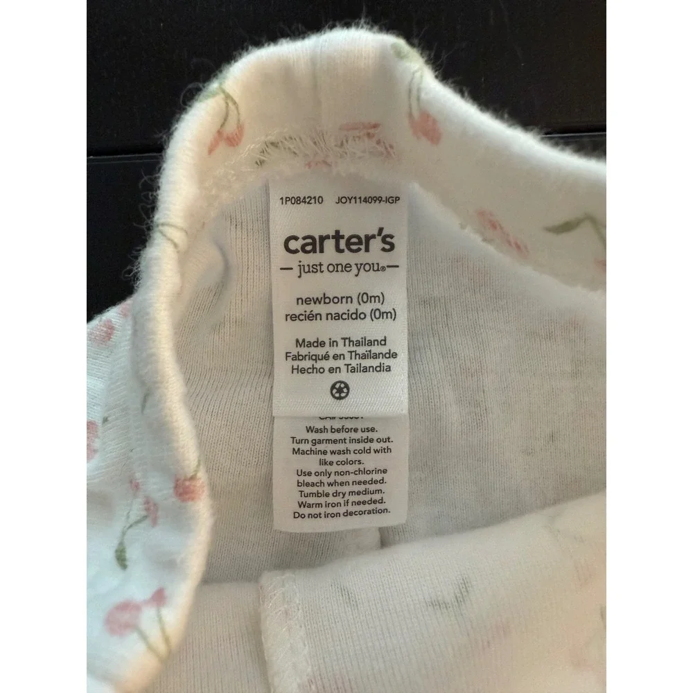 Carter's‎ Newborn Footed Fruit Pajama PJ Pants Baby White/Pink Infant Sleepwear
